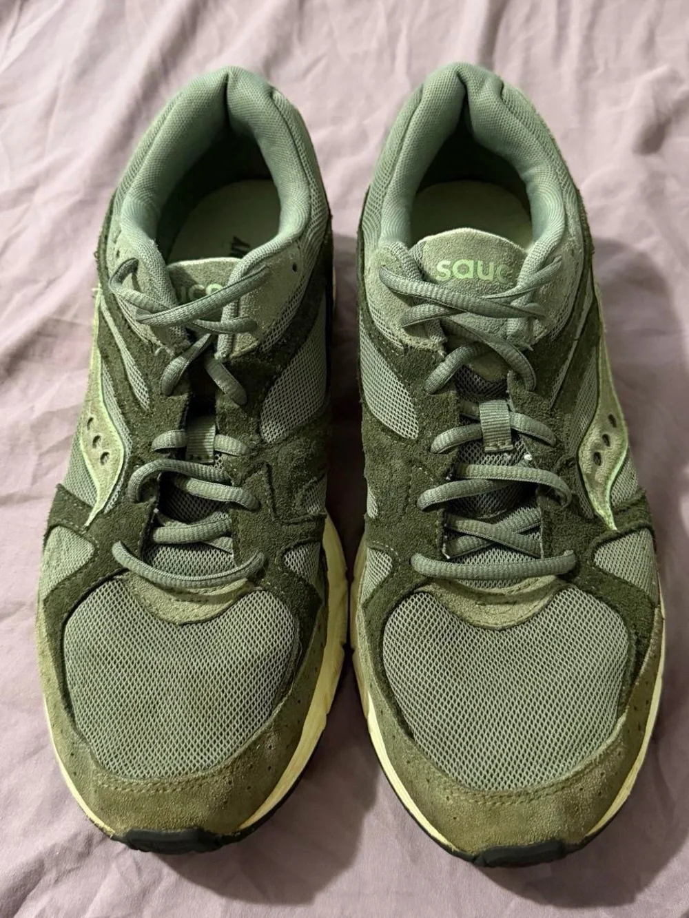 Men Saucony Grid Ride Millennium Olive Off White Shoes Size 10.5 No Box